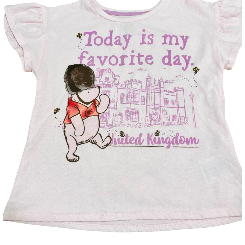 Disney Classic Winnie‎ The Pooh Shirt Epcot United Kingdom Girls Small - Picture 2 of 6